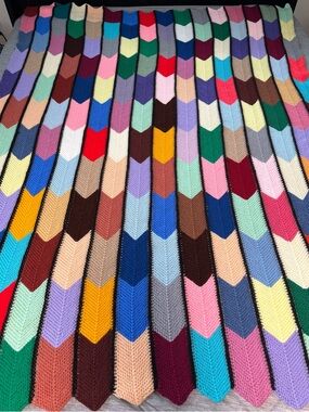 Afghan Crochet Blanket Throw Chevron Multicolor Northeasterly Scrapghan 72x52